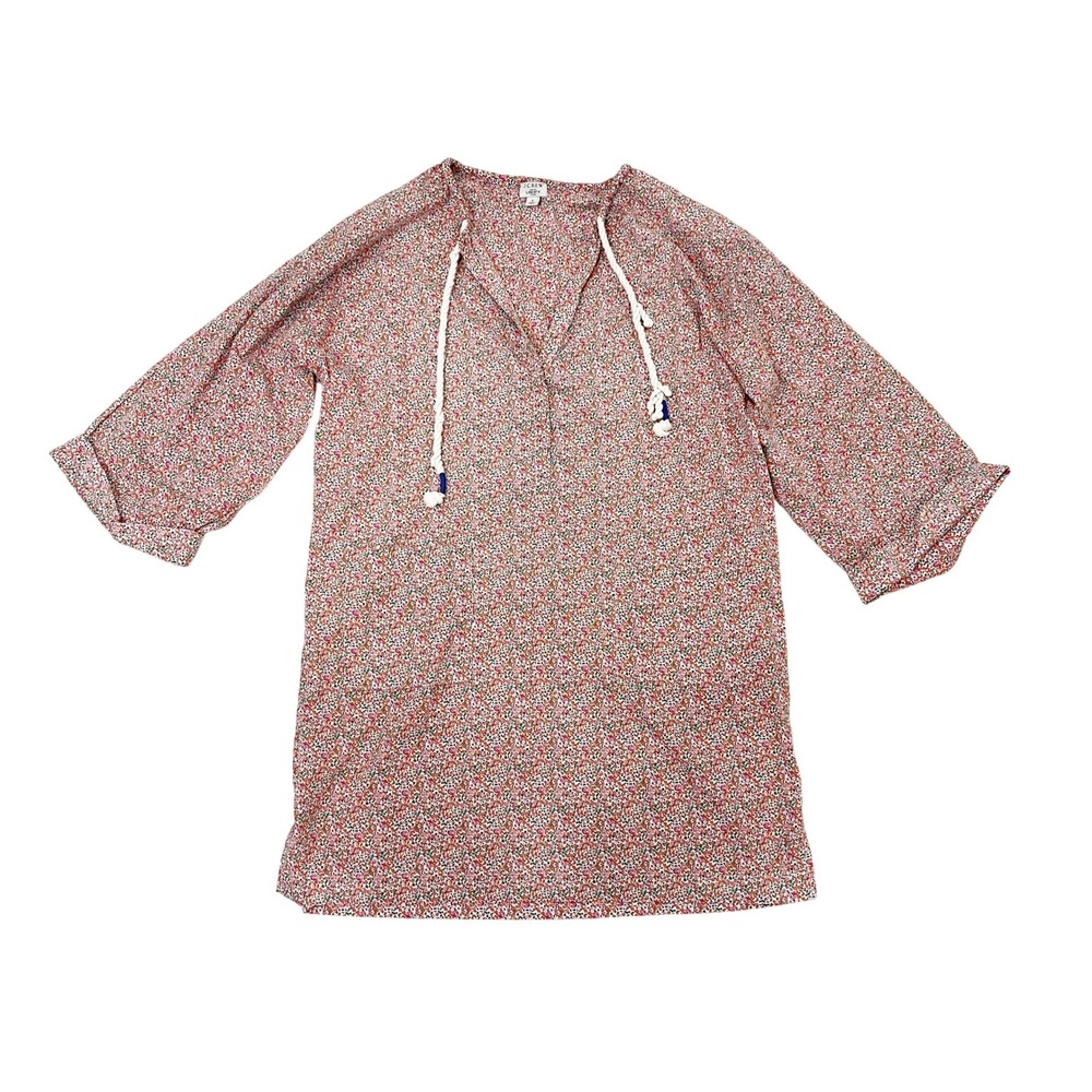 J.Crew Liberty Fabric Eloise Floral V-Neck Beach Tunic Dress Summer Womens Large